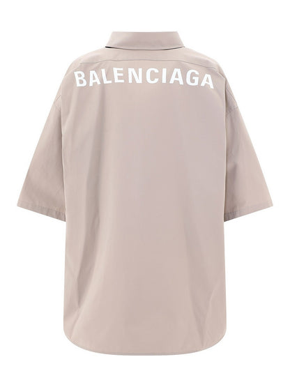Balenciaga Beige White Logo On Back Shirt - Size 34/S