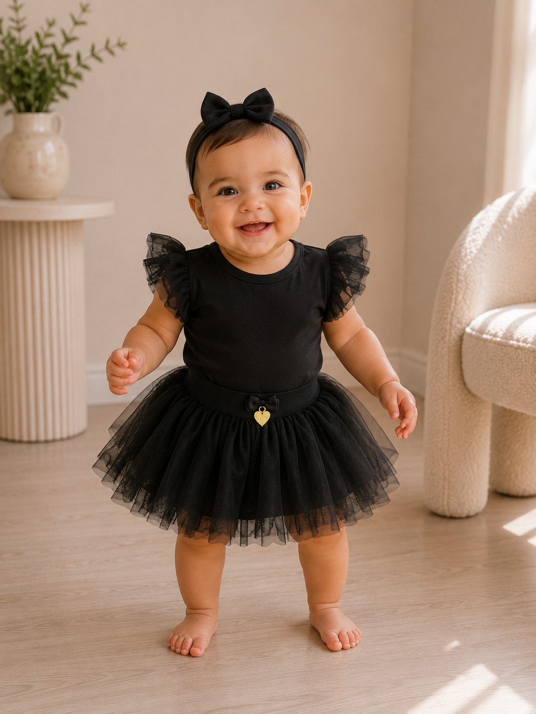 Kids Angel Face Black Tutu – Age 0-1 Years