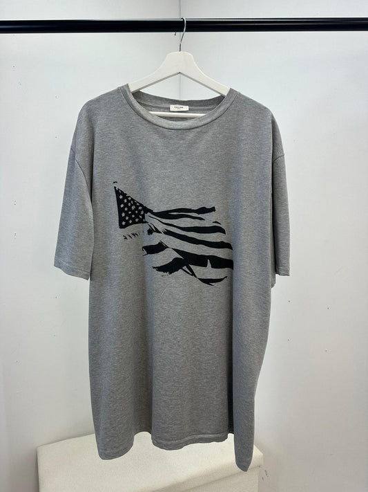 Celine Grey Flag T-Shirt - Medium