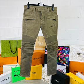 Balmain homme discount khaki biker jeans